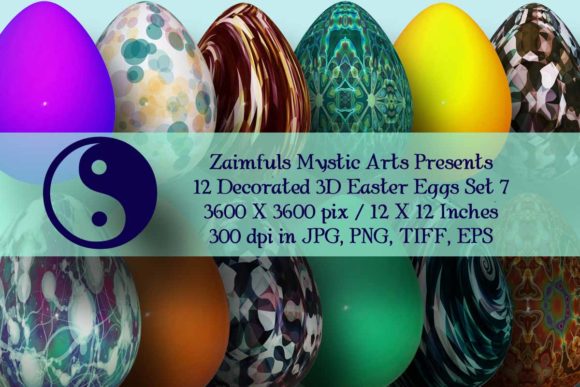 12 Easter Eggs 3D Set 7: Digital Art for Spring Projects