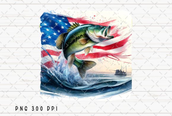 Bass American Flag Fishing Sublimation: A Patriotic Design Asset