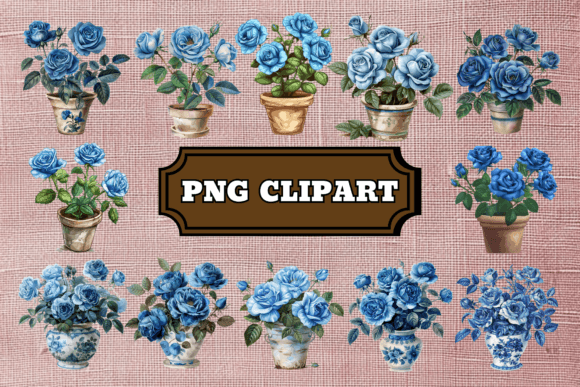Blue Roses in Pot Clipart: A Designer's Guide to This Charming Asset