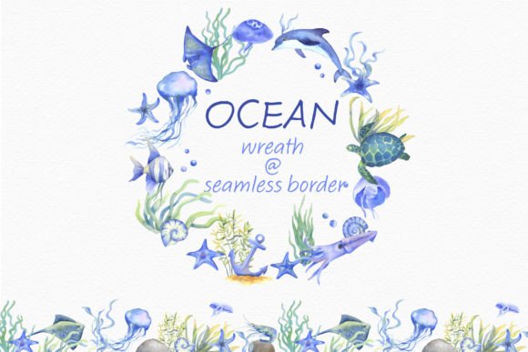 Bring the Coast to Your Canvas with Sea Wreath Ocean Seamless Border