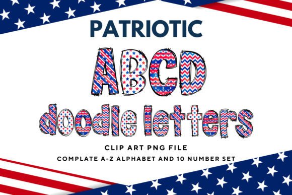 Celebrate with Patriotic USA Doodle Alphabet Letters6