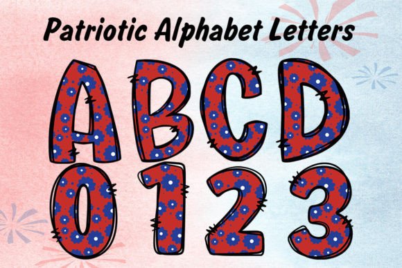 Craft Custom Words with Patriotic Alphabet Doodle Red Daisy PNG
