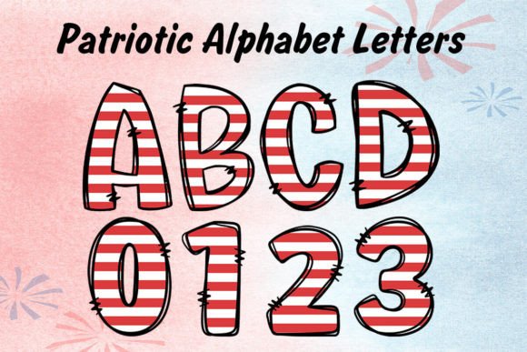 Designing with Patriotic Alphabet Doodle Red Strips Png