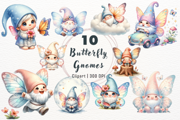Enchanting Butterfly Gnomes Clipart PNG for Creative Projects