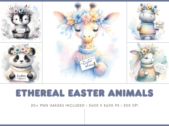 Ethereal Easter Animals Clipart PNG: A Dreamy Design Toolkit