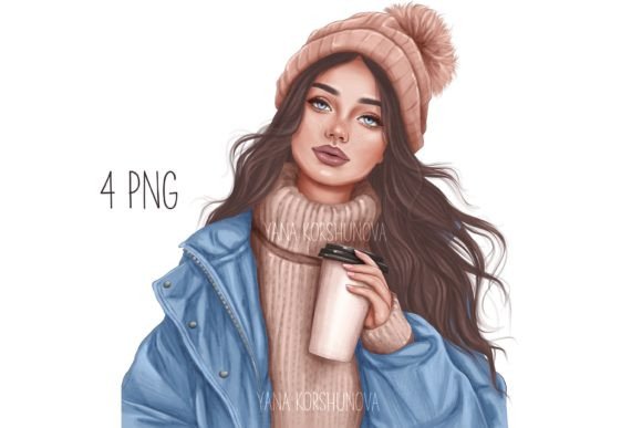 Fashion Girl with Coffee Clipart: Creative Charm for Modern Projects