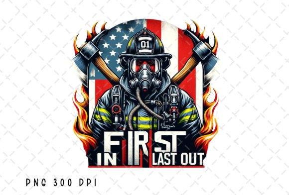Fireman American USA Flag Firefighter: Bold, Patriotic Graphics