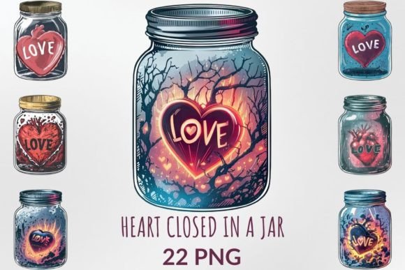 Heart Closed in a Jar Sublimation Bundle: Designs That Capture Love