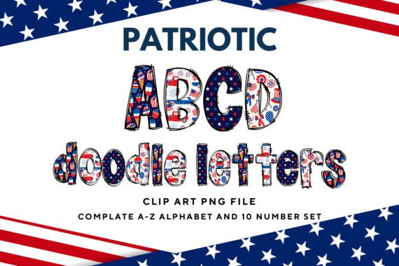 Infuse Your Designs with Patriotism: A Deep Dive into the Patriotic USA Doodle Alphabet Letters9