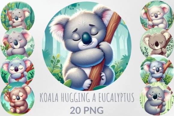 Koala Hugging a Eucalyptus Sublimation: A Design Asset with Gentle Charm
