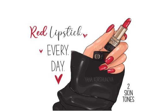 Red Lipstick Every Day: The Art of Bold, Everyday Glamour in Clipart