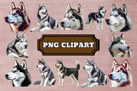 Siberian Husky Dog Clipart Bundle for Creative Projects