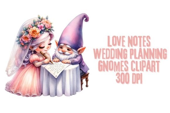 Whimsical Wedding Planning Gnomes Clipart for Your Designs