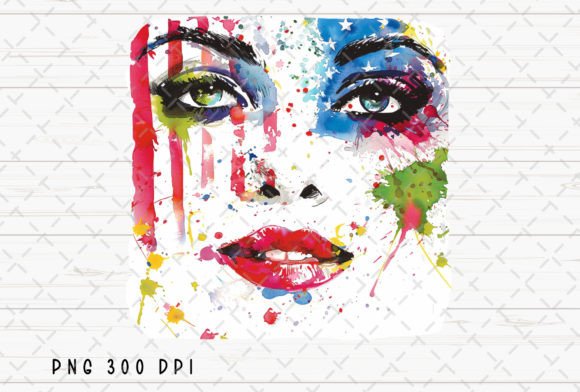 Woman's Face American Flag 4th July PNG: A Bold Digital Asset for Independence Day